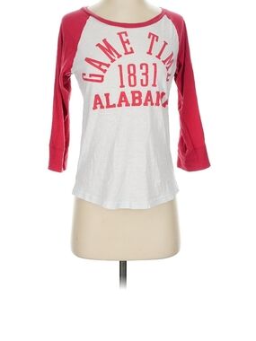 PINK Victoria's Secret White and Red Alabama 'Game Time' Raglan Tee